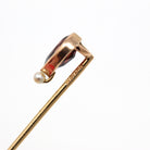 Antique Stick Pin - Edwardian 14k Yellow Gold Pear Cut Genuine Garnet Gemstone - Circa 1910s Era Fashion Accessory Scarf Hat Fine Jewelry