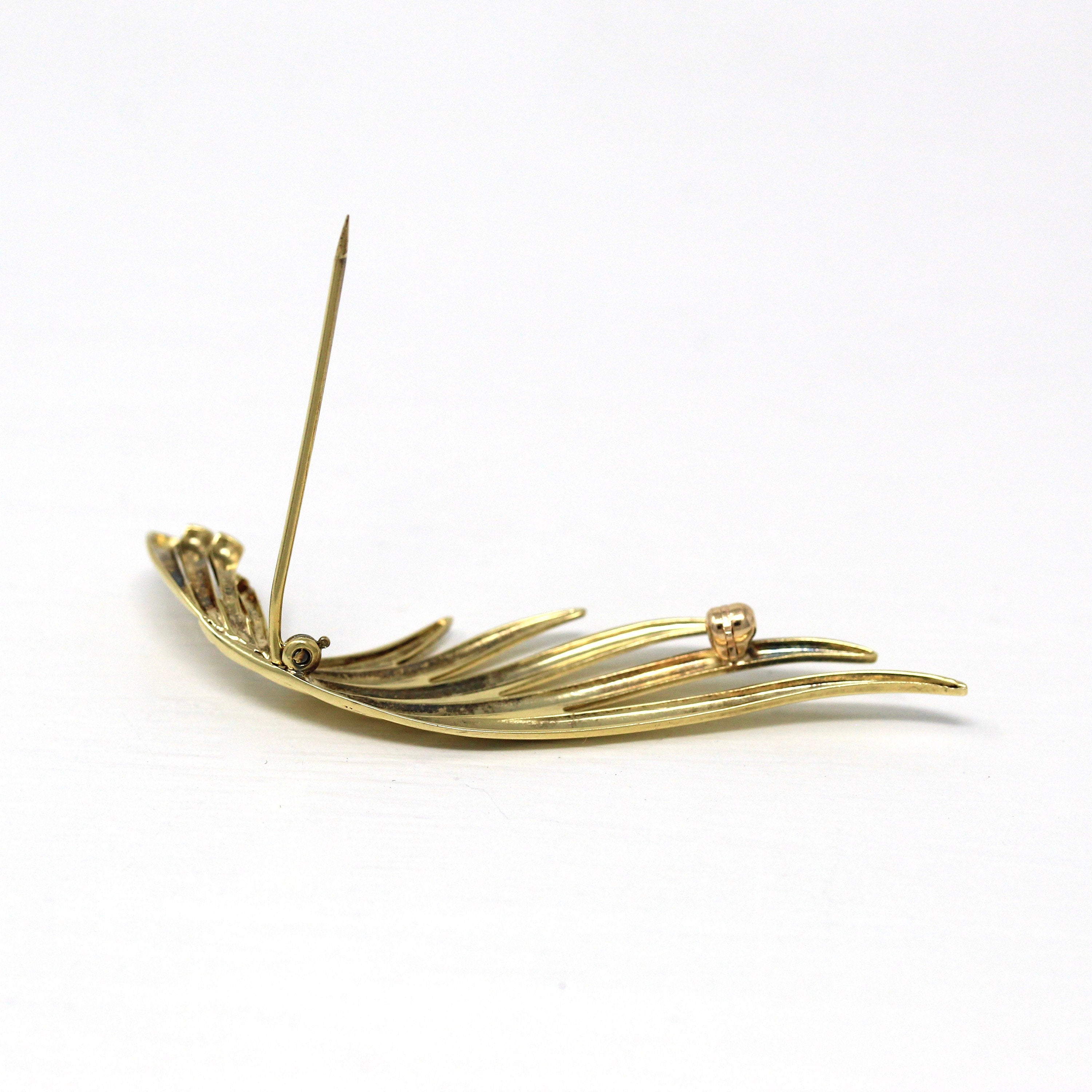 Tiffany & Co. Brooch - Estate 14k Yellow Gold Angel Wing Feather Pin - Circa 1980s Era Tiffany's Statement Fashion Accessory Fine Jewelry