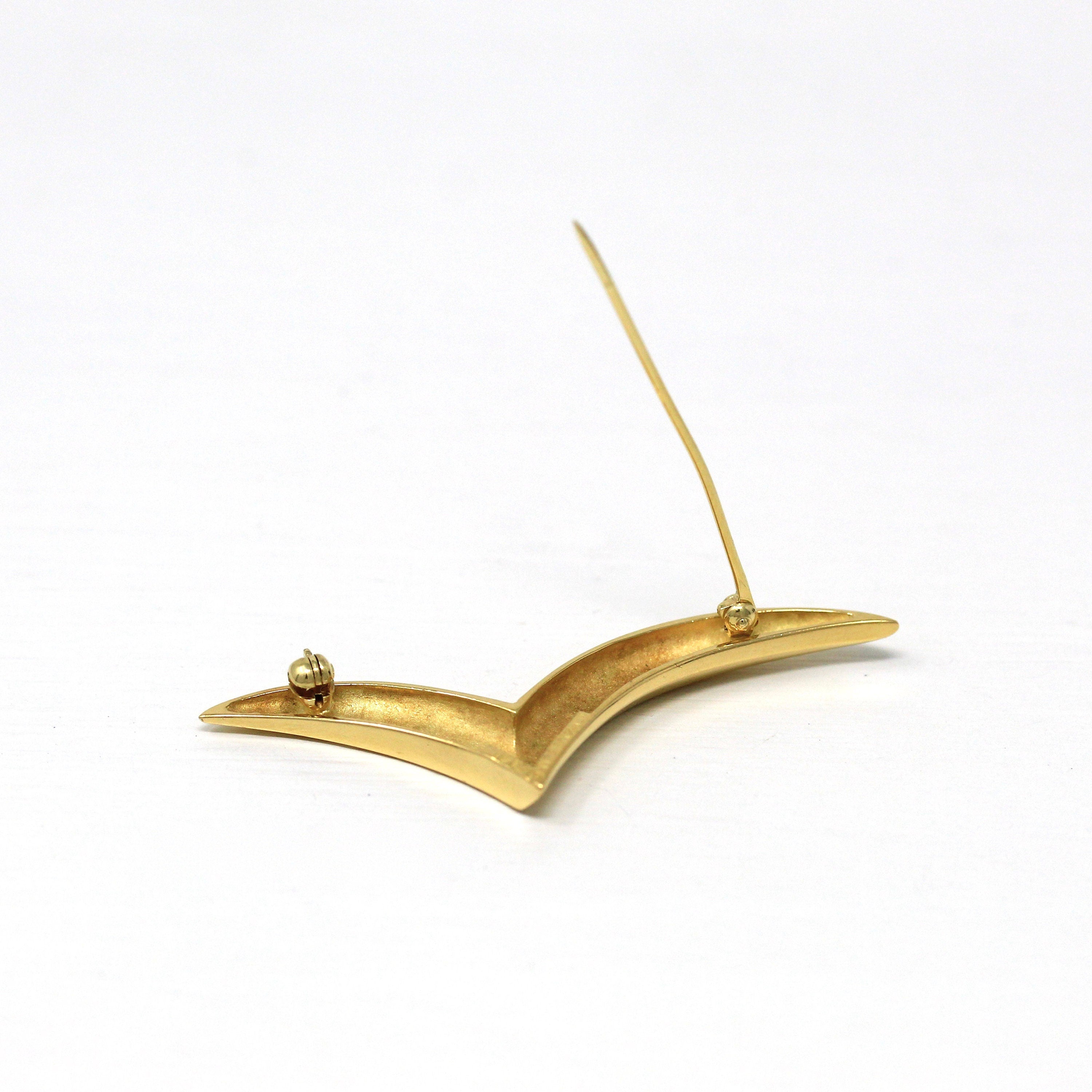 Tiffany & Co. Brooch - Estate 18k Yellow Gold Flying Seagull Wing Pin - Circa 1980s Era Tiffany's Statement Fashion Accessory Fine Jewelry