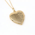 Vintage Heart Locket - Retro 10k Yellow Gold Initials NJ "To Nancy From Grandfather" Pendant Necklace - Circa 1940s Photograph 40s Jewelry