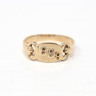 Dated 1908 Ring - Edwardian 10k Yellow Gold Signet Style Rare Dated Band - Antique Size 5 3/4 Early 1900s Fine Vintage Jewelry