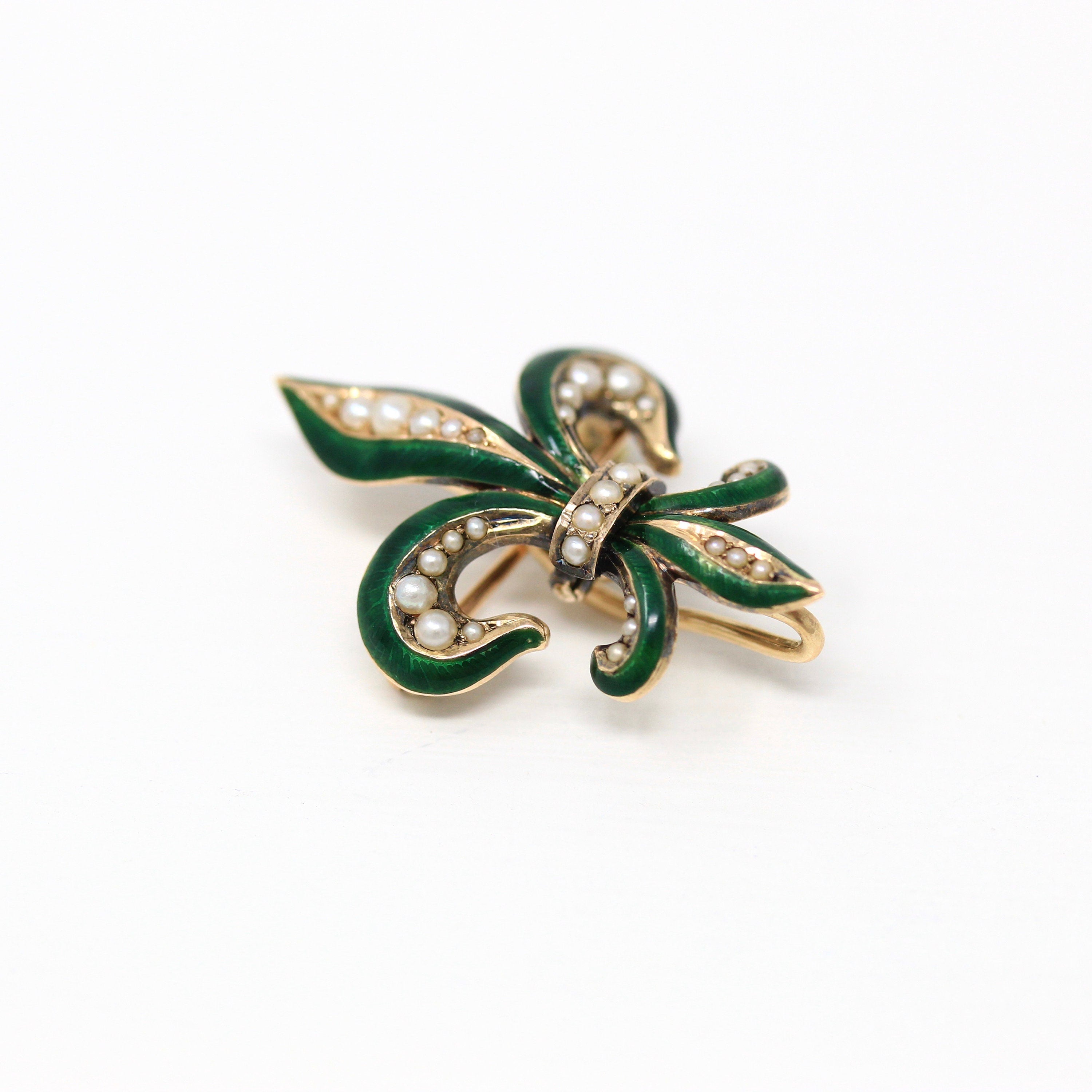Fleur De Lis Brooch Edwardian 14k Yellow Gold French Lily Lapel Watc MJV