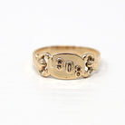 Dated 1908 Ring - Edwardian 10k Yellow Gold Signet Style Rare Dated Band - Antique Size 5 3/4 Early 1900s Fine Vintage Jewelry