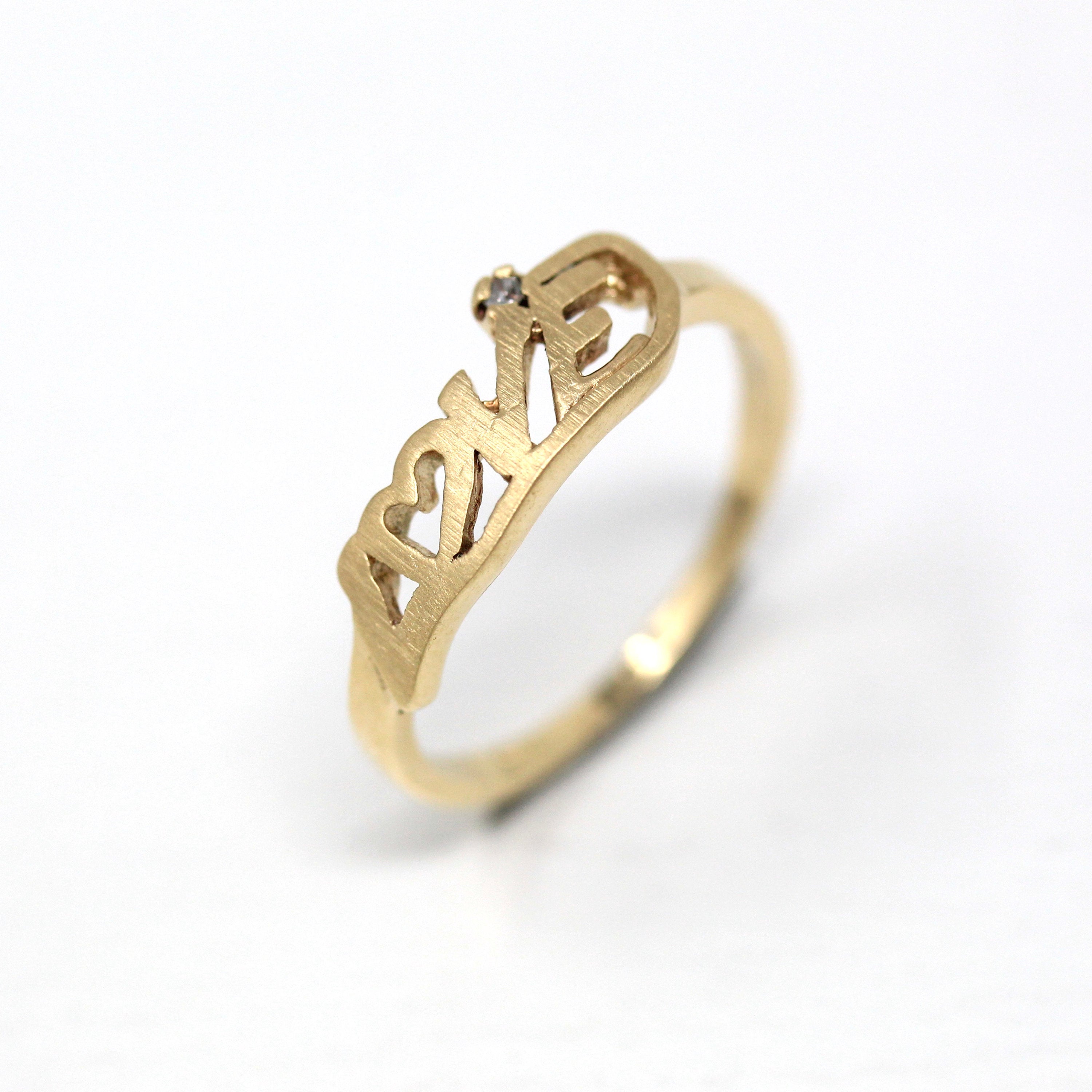 Estate Love Ring Vintage 14k Yellow Gold Open Metal Word Genuine D MJV