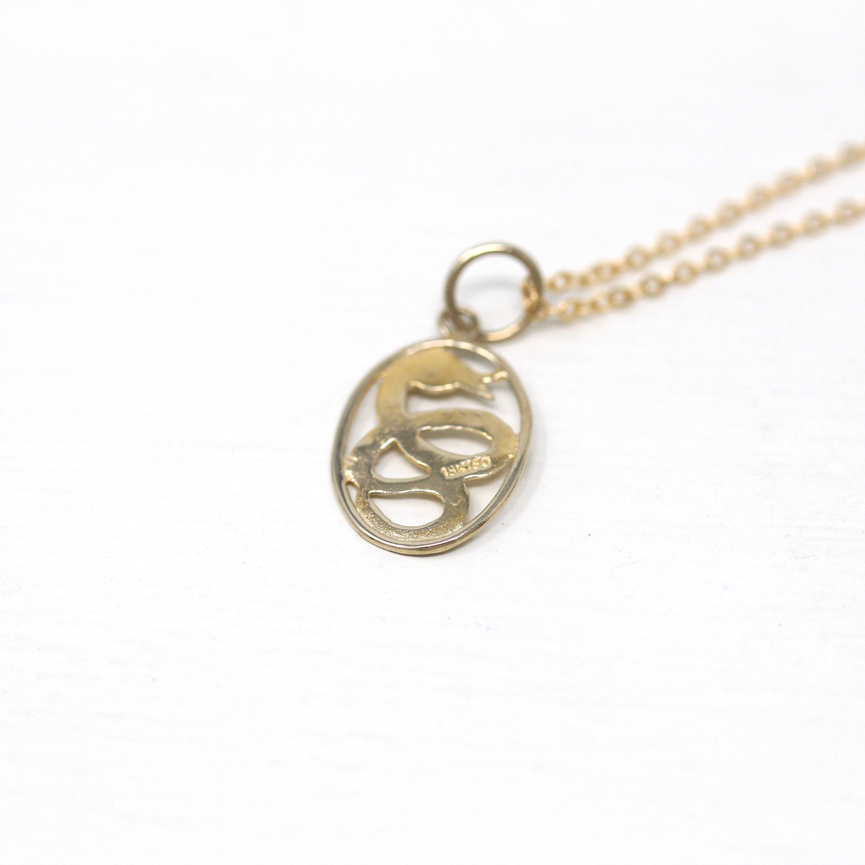 Modern Snake Charm - Estate 18k 750 Yellow Gold Figural Coiled Serpent Necklace Pendant - Circa 2000's Era Dainty Oval Fine Animal Jewelry