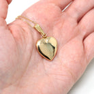 Vintage Heart Locket - Retro 14k Yellow Gold Blank High Polished Pendant Necklace - Circa 1940s Era Fine Photo Keepsake Romantic Jewelry