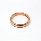 Antique Wedding Band - Art Deco Era 9k Rose Gold 4mm Unadorned Ring - Vintage Dated 1929 Size 7 Bridal Men's Unisex Fine Stacking Jewelry