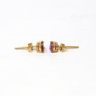 Genuine Pink Sapphire Earrings - Vintage 14k Yellow Gold Round Faceted Gemstones Push Back Studs - Estate C. 1990s Pierced Fine 90s Jewelry