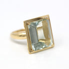 Genuine Prasiolite Ring - Modern Estate 9.43 Carat Pale Green Quartz Statement - Circa 2000s Size 10 Rectangular Gemstone Fine Jewelry