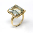 Genuine Prasiolite Ring - Modern Estate 9.43 Carat Pale Green Quartz Statement - Circa 2000s Size 10 Rectangular Gemstone Fine Jewelry