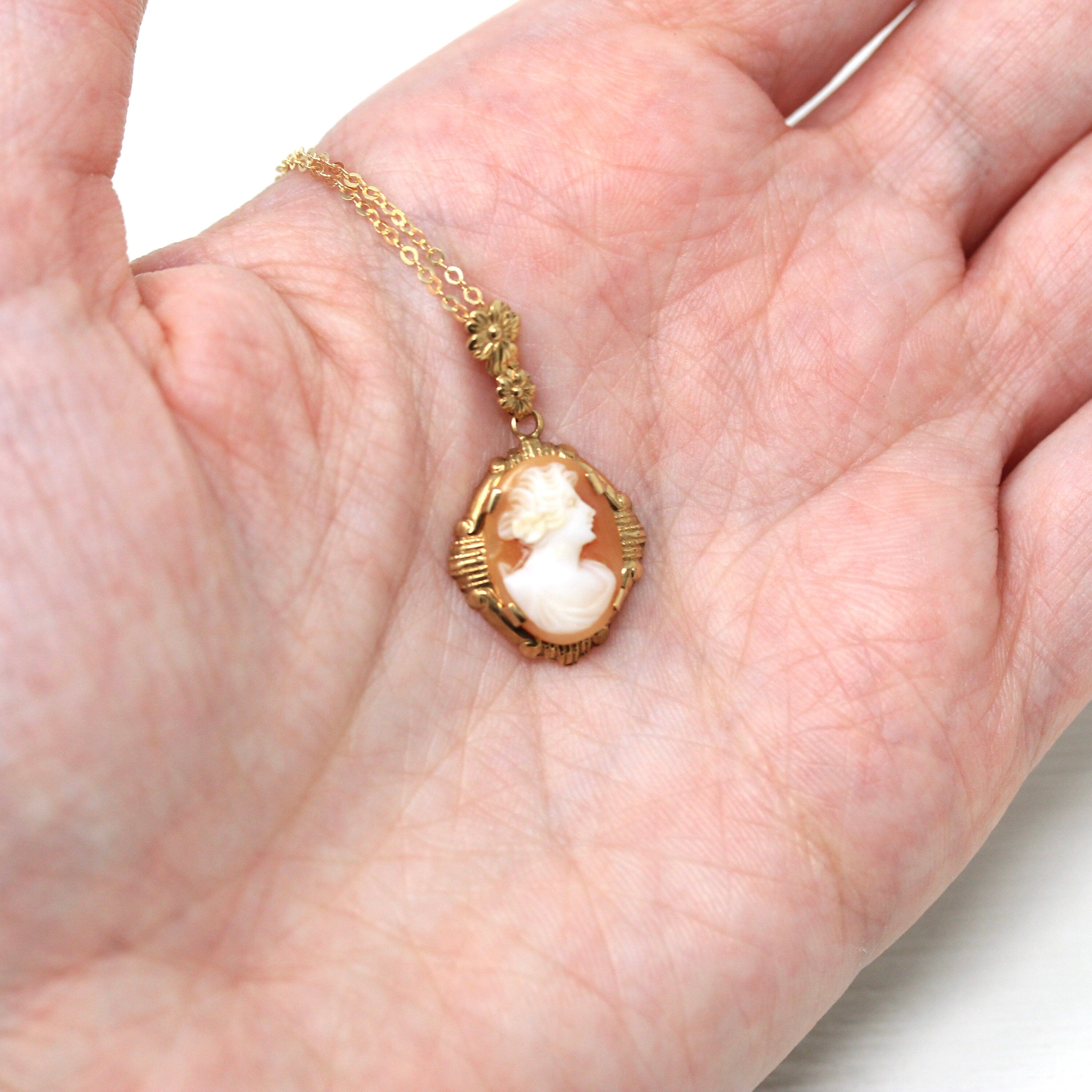 10K popular Cameo Pendant Necklace