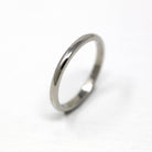 Vintage Wedding Band - Retro 18k White Gold Unadorned Plain Stacking Ring - Circa 1960s Era Size 5 1/2 Bride Unisex Style Fine Jabel Jewelry