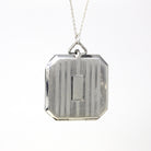 Art Deco Locket - Vintage Sterling Silver Statement Pinstripe Design Pendant Necklace Charm - Circa 1930s Era Keepsake Octagon Fob Jewelry