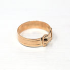 Antique Buckle Ring - Edwardian 10k Rose Gold Belt Band - Vintage Circa 1900s Era Size 10 Men's Wedding Band Fine Unisex Gold Jewelry