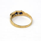 Antique Diamond Band - Edwardian 18 Ct Yellow Gold Created Sapphire Ring - Vintage Circa 1910s Era Size 6 1/2 September Birthstone Jewelry