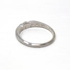 Dated 1965 Band - Retro 14k White Gold Engraved Initials "11-6-65" Ring - Circa 1960s Era Size 6 1/2 Statement Fine 60s Wedding Jewelry