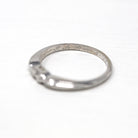 Dated 1965 Band - Retro 14k White Gold Engraved Initials "11-6-65" Ring - Circa 1960s Era Size 6 1/2 Statement Fine 60s Wedding Jewelry