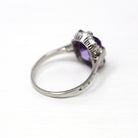 Genuine Amethyst Ring - Art Deco 14k White Gold Purple 3.90 CT Gemstone - Vintage Circa 1930s Era Size 7 February Birthstone Fine Jewelry