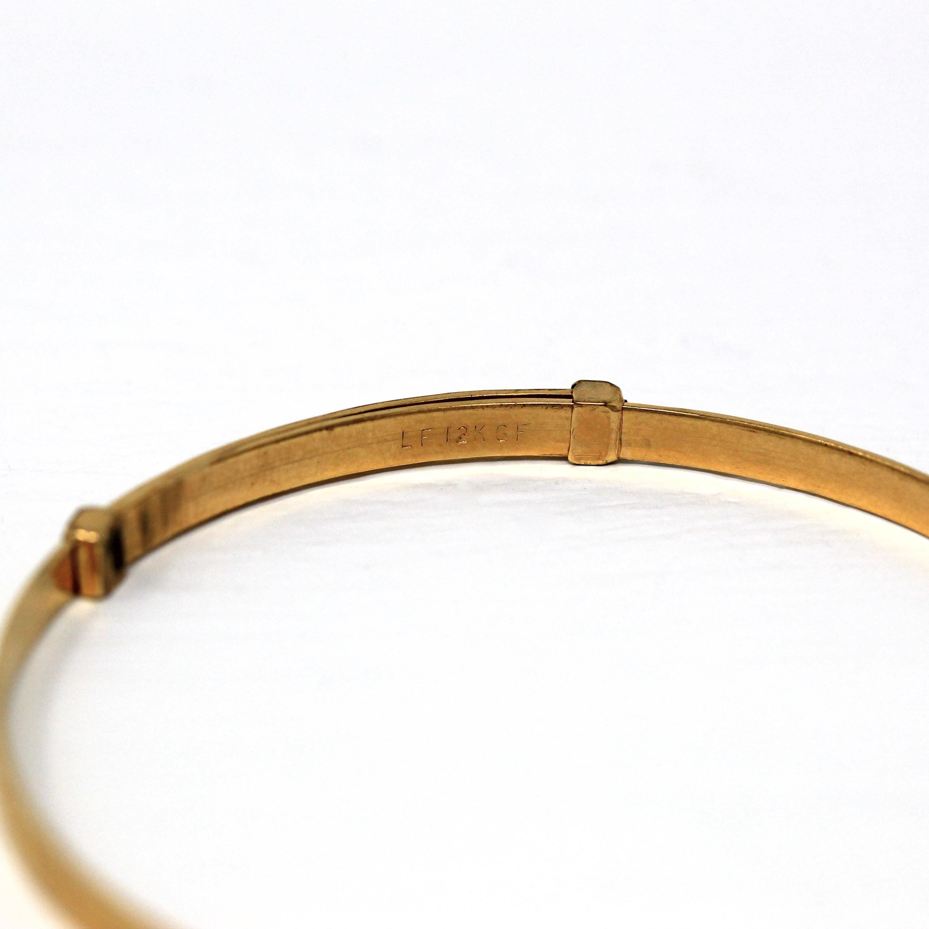 Vintage Baby Bangle - Retro 12k Gold Filled Nature Design Adjustable Bracelet - Circa 1940s Era Petite Fashion Accessory 40s Jewelry