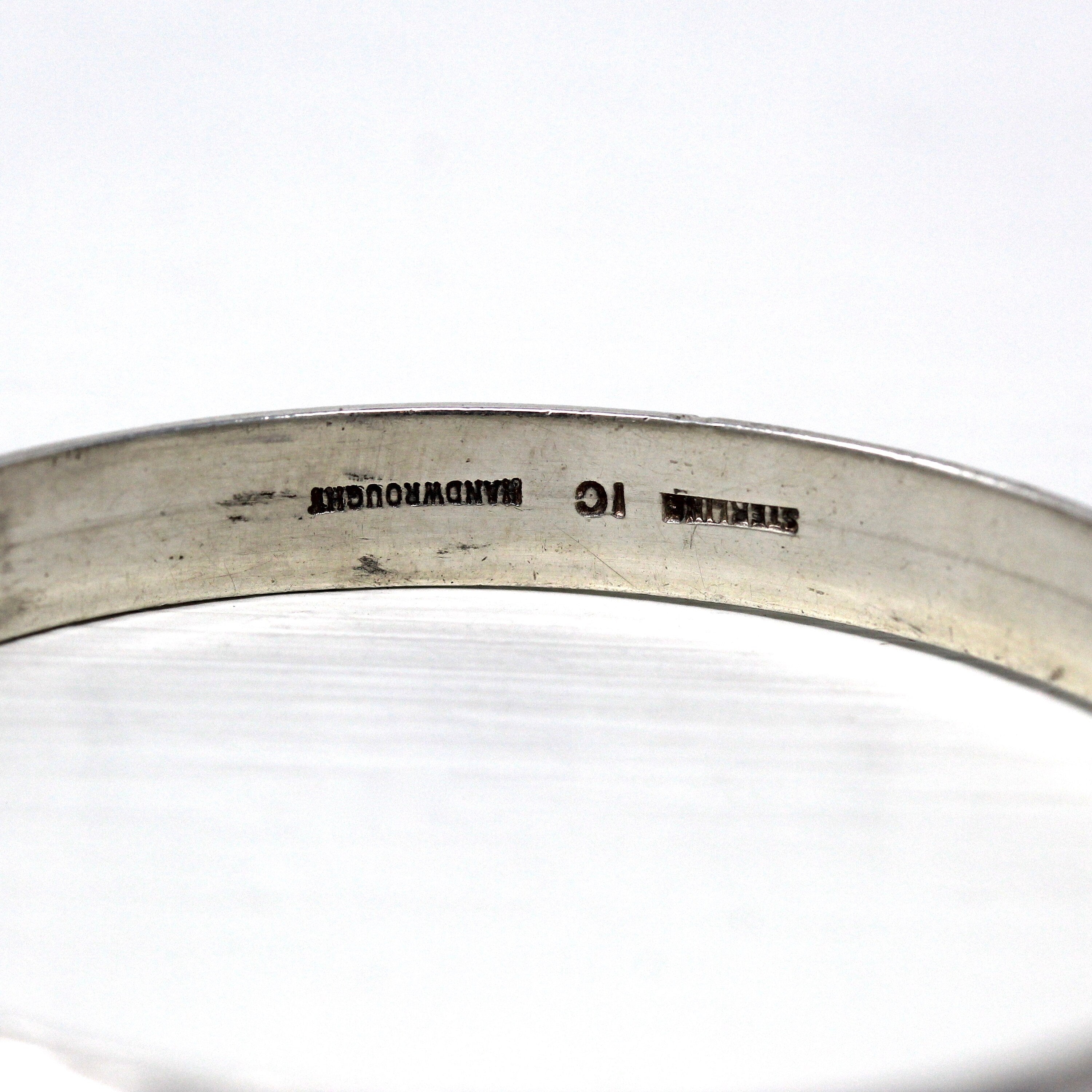 Vintage Bangle Bracelet - Retro Sterling Silver 7.5 Inch High Polished Design - Statement Heavy 44 Grams Mid Century Handwrought Jewelry