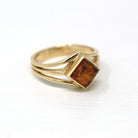 Gold Copal Ring - Estate 14k Yellow Gold Cabochon Fossilized Tree Resin - Modern Circa 2000s Era Size 5 3/4 Statement Jewelry