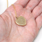 Dated 1902 Locket - Edwardian 10k Gold Heart Shaped Keepsake Pendant Necklace - Circa 1900s Era Engraved Letters Initials Photo Jewelry