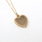 Dated 1902 Locket - Edwardian 10k Gold Heart Shaped Keepsake Pendant Necklace - Circa 1900s Era Engraved Letters Initials Photo Jewelry