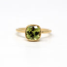 2.60 ct Mali Garnet Ring - 18k Yellow Gold Bezel Set Green Gemstone - Modern Size 6 1/4 Cushion Cut Alternative Engagement Fine Gem Jewelry