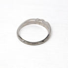 Dated 1965 Band - Retro 14k White Gold Engraved Initials "11-6-65" Ring - Circa 1960s Era Size 6 1/2 Statement Fine 60s Wedding Jewelry