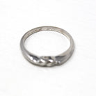 Dated 1965 Band - Retro 14k White Gold Engraved Initials "11-6-65" Ring - Circa 1960s Era Size 6 1/2 Statement Fine 60s Wedding Jewelry