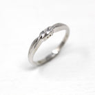 Dated 1965 Band - Retro 14k White Gold Engraved Initials "11-6-65" Ring - Circa 1960s Era Size 6 1/2 Statement Fine 60s Wedding Jewelry