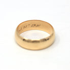 Antique Wedding Band - Edwardian 14k Yellow Gold Unadorned Wide Men's Ring - Vintage Dated 1901 Size 10 3/4 Unisex Wedding Statement Jewelry