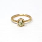 Vintage .97 ct Old European Cut Diamond Engagement Ring - 18k Yellow Gold Bezel Set Fancy Light Yellow Gem - Size 6 GIA Report Fine Jewelry