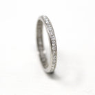 Diamond Eternity Band - Art Deco Platinum .36 CTW Genuine Gems Ring - Antique Circa 1920s Era Size 6 3/4 Fine Wedding Channel Set Jewelry