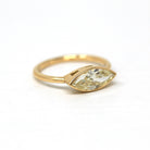 1.29 ct Marquise Cut Diamond Engagement Ring - 18k Yellow Gold Bezel East West Modern Setting - Very Light Yellow Natural Diamond Jewelry