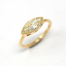 1.29 ct Marquise Cut Diamond Engagement Ring - 18k Yellow Gold Bezel East West Modern Setting - Very Light Yellow Natural Diamond Jewelry