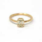 1.15 ct Emerald Cut Diamond Engagement Ring - 18k Yellow Gold Bezel Set Vintage Recycled Gem - Size 6 1/4 Fine Bridal Classic Jewelry