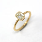 1.15 ct Emerald Cut Diamond Engagement Ring - 18k Yellow Gold Bezel Set Vintage Recycled Gem - Size 6 1/4 Fine Bridal Classic Jewelry