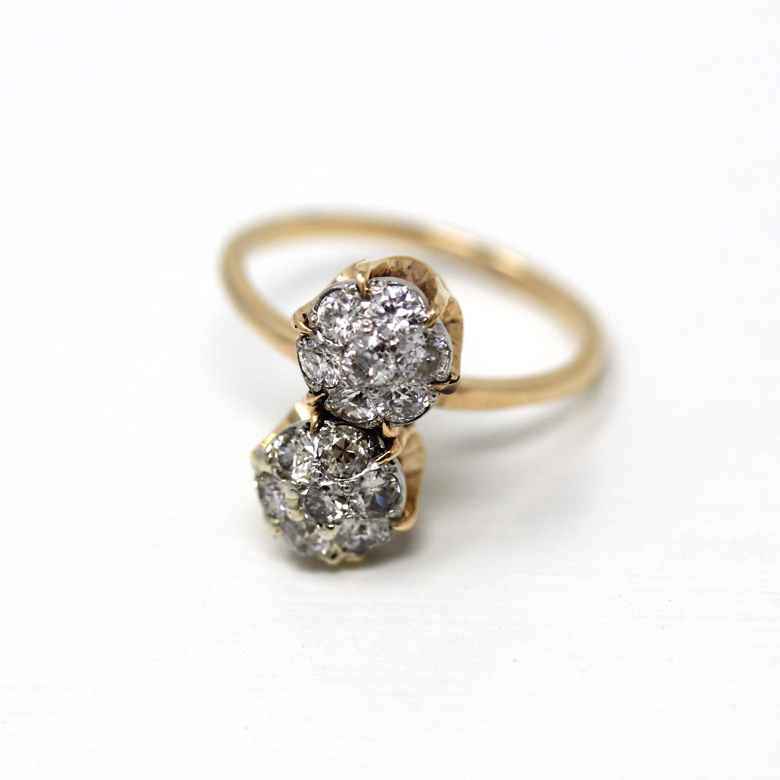 Antique outlet Vintage 14K Yellow Gold Diamond Cluster Ring