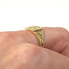 Letters "RS" Ring - Mid Century 14k Yellow Gold Engraved Initials Signet - Vintage Dated 1952 Statement Size 7 1/2 Fine 50s Flower Jewelry