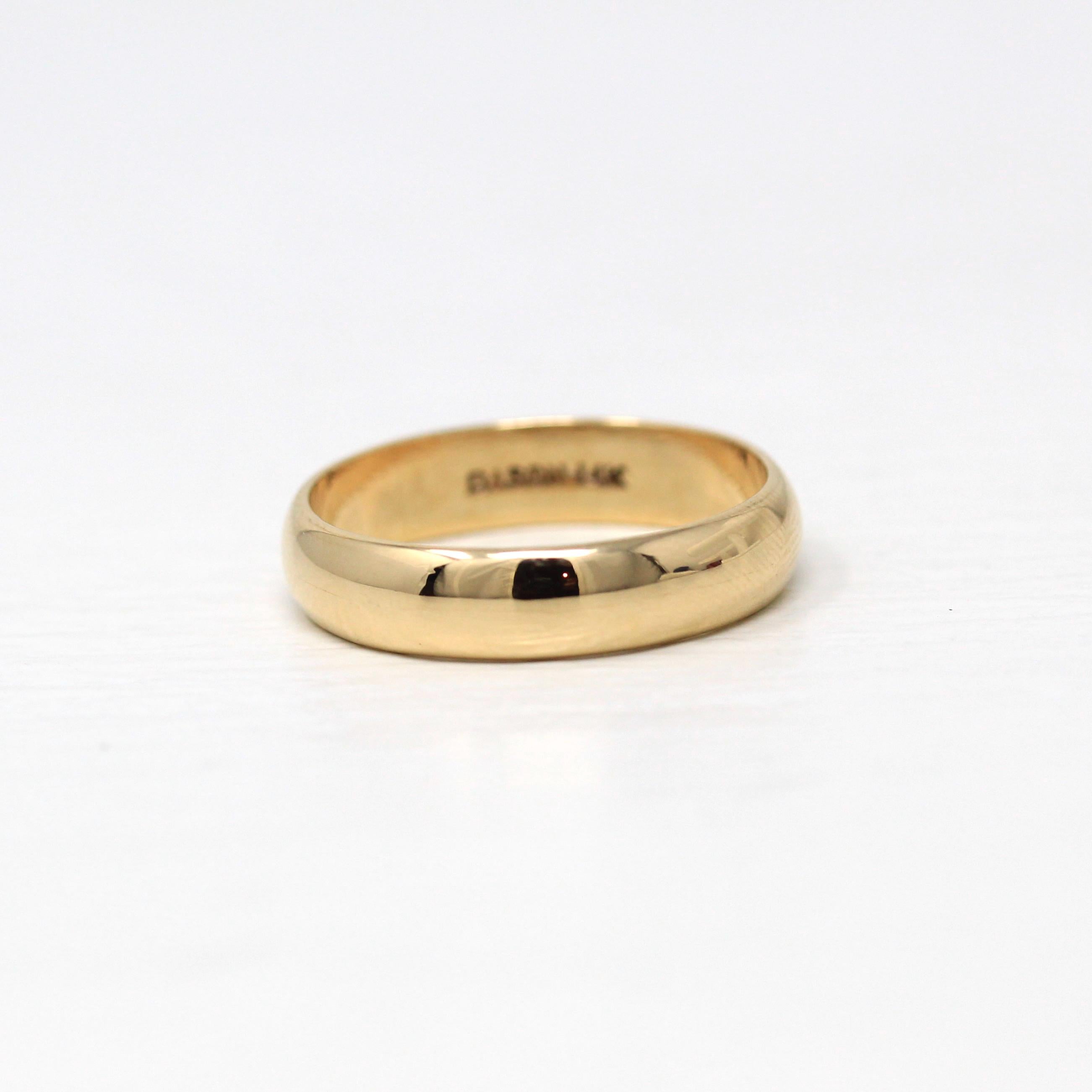 Vintage Wedding Band - Retro 14k Yellow Gold Unadorned 5 mm Ring - Circa 1960s Era Size 10 1/4 Stacking Fine Men's Dason Dated 1966 Jewelry