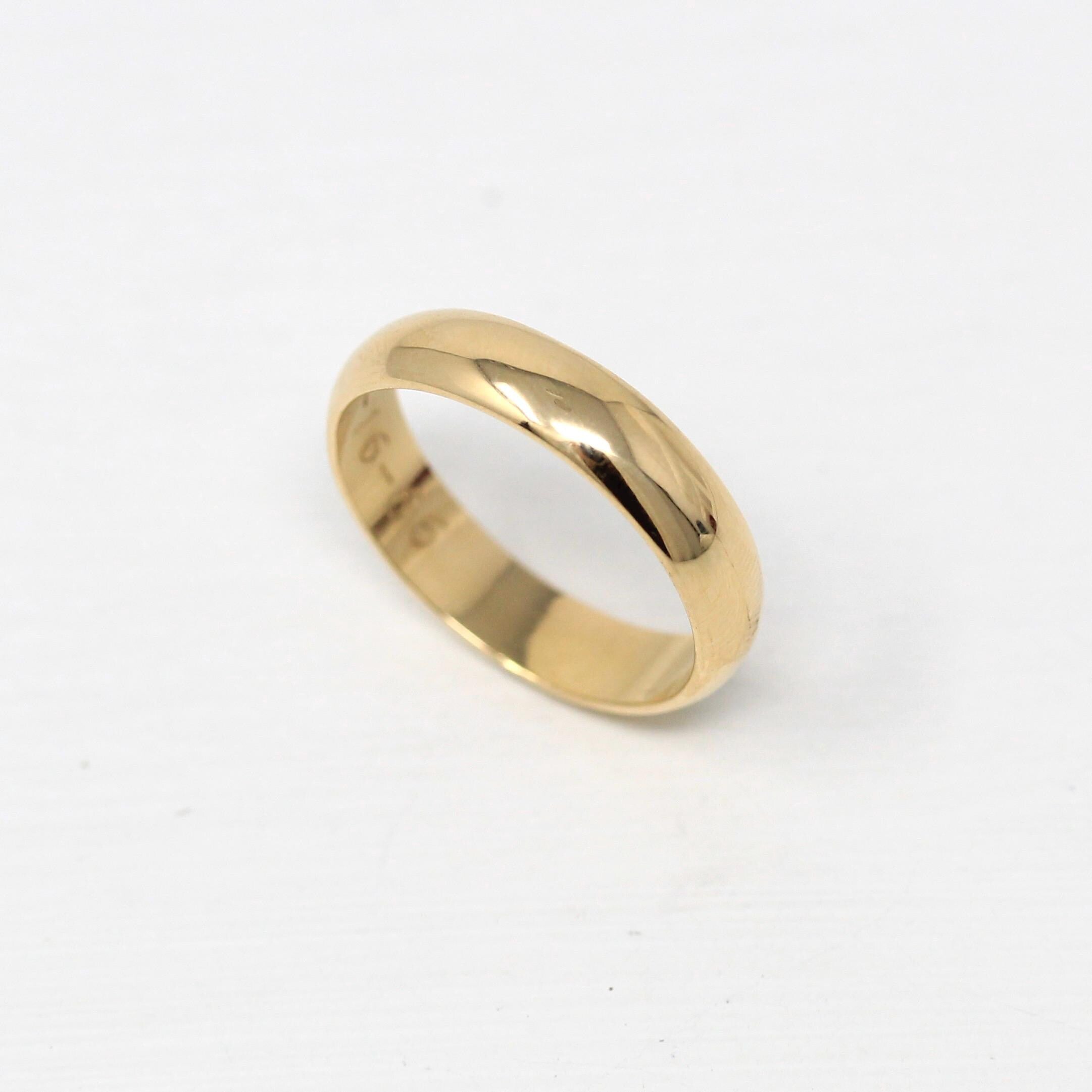 Vintage Wedding Band - Retro 14k Yellow Gold Unadorned 5 mm Ring - Circa 1960s Era Size 10 1/4 Stacking Fine Men's Dason Dated 1966 Jewelry