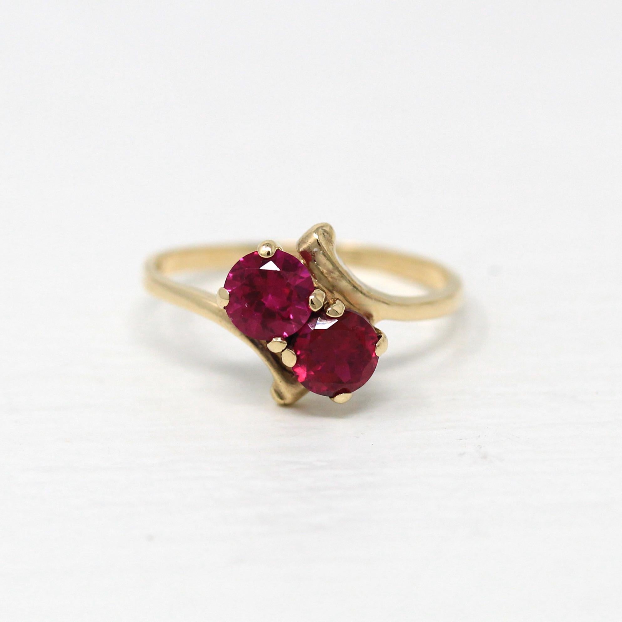 Vintage Estate 10k deals Yellow Gold Ruby Diamond Bypass Ring