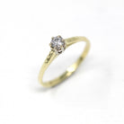 Diamond Solitaire Ring - Estate 14k Yellow & White Gold .23 Carat Engagement - Size 7.5 Salt and Pepper Gray Bridal Fine Jewelry