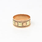 Antique Cigar Band - Edwardian 10k Rose & Yellow Gold Nature Inspired Designs Wide Ring - Vintage Circa 1900s Size 7 Fine Statement Jewelry