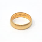 Dated 1870 Band - Victorian 18k Yellow Gold Engraved "G.I.F. to L.E.M. Sept. 7" 1870." Ring - Antique Size 5 Unisex Wedding Fine Jewelry