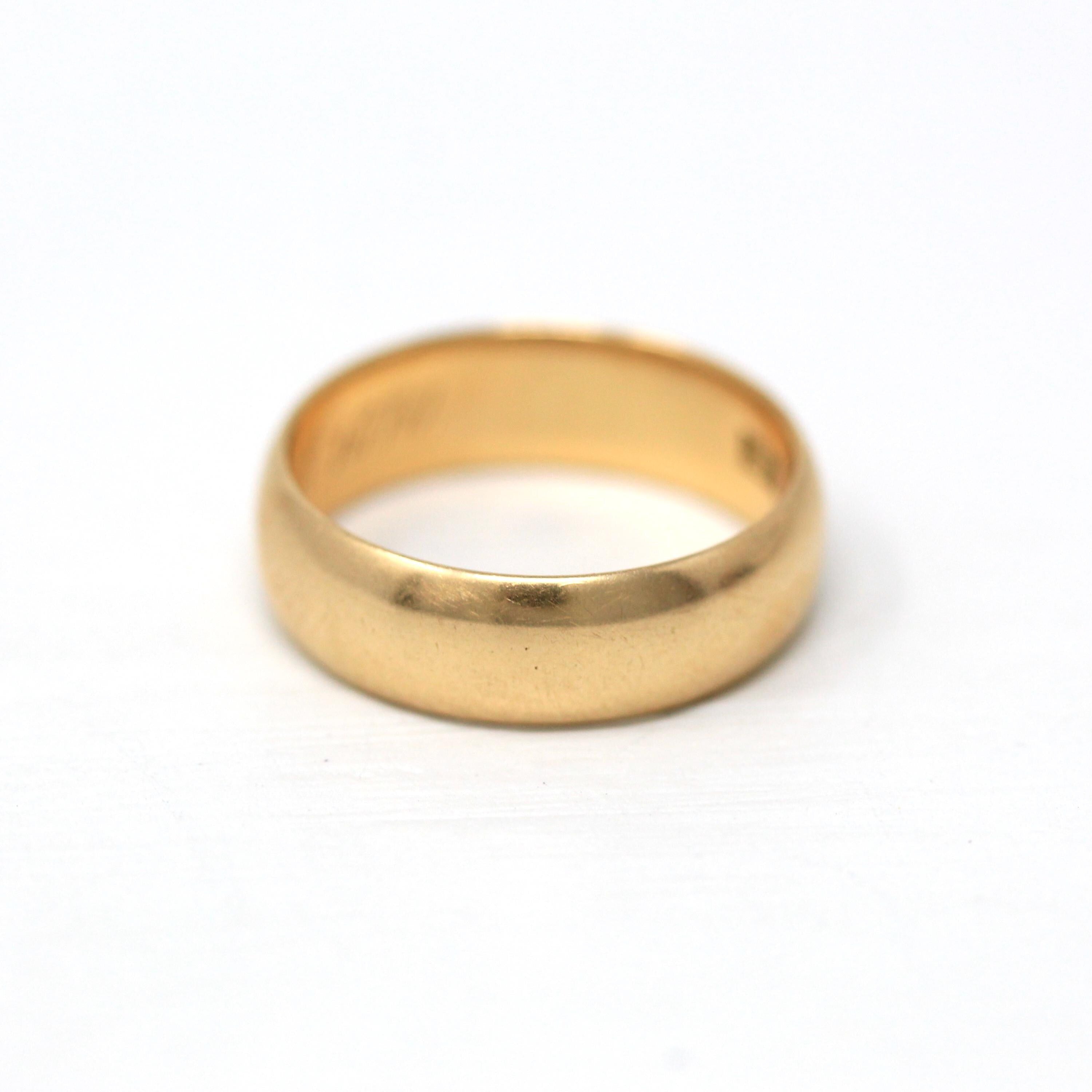 Dated 1870 Band - Victorian 18k Yellow Gold Engraved "G.I.F. to L.E.M. Sept. 7" 1870." Ring - Antique Size 5 Unisex Wedding Fine Jewelry