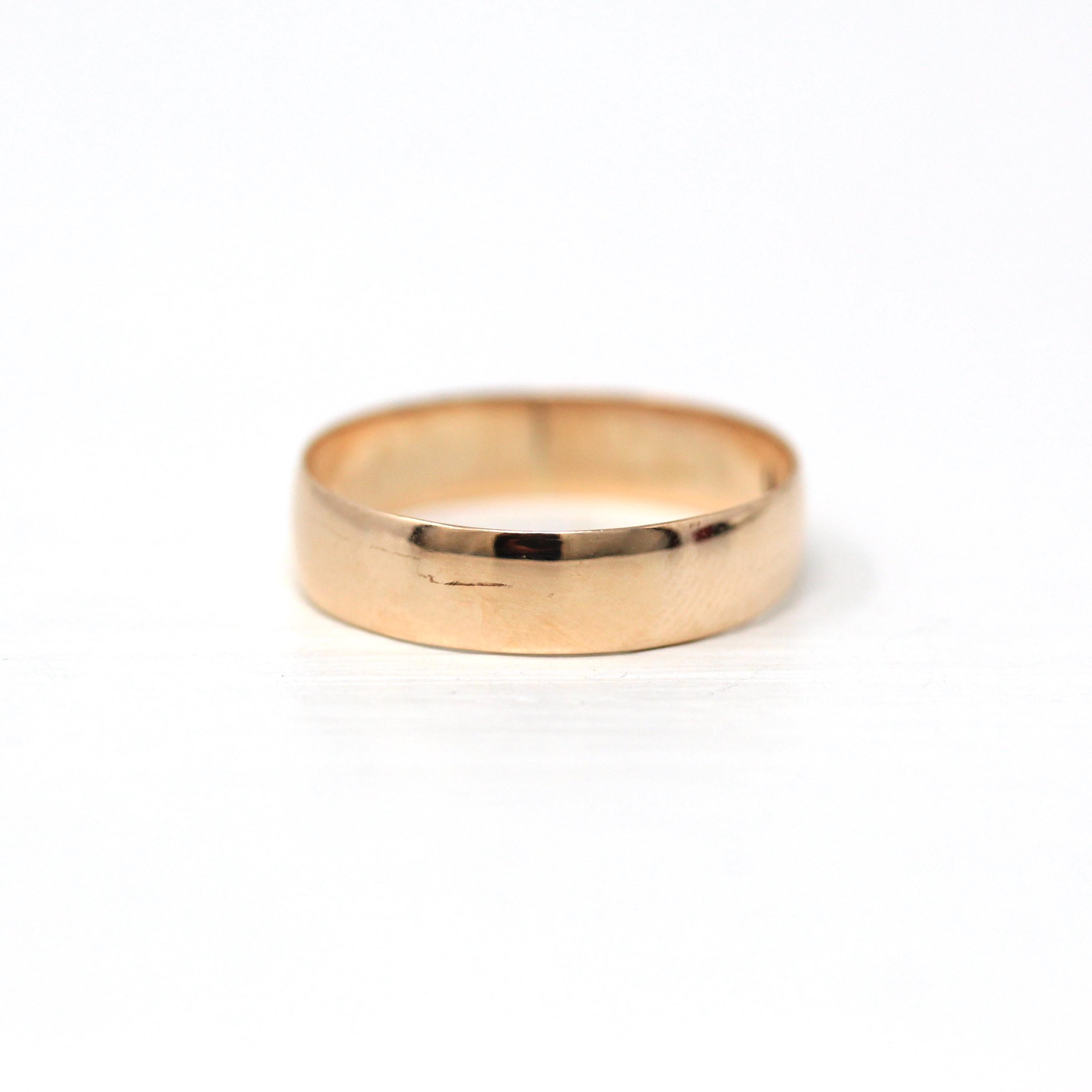 Dated 1891 Band - Victorian 18k Rose Gold Engraved Initials Letters Date Ring - Antique Size 8 1/2 Wedding Statement Unisex Fine Jewelry