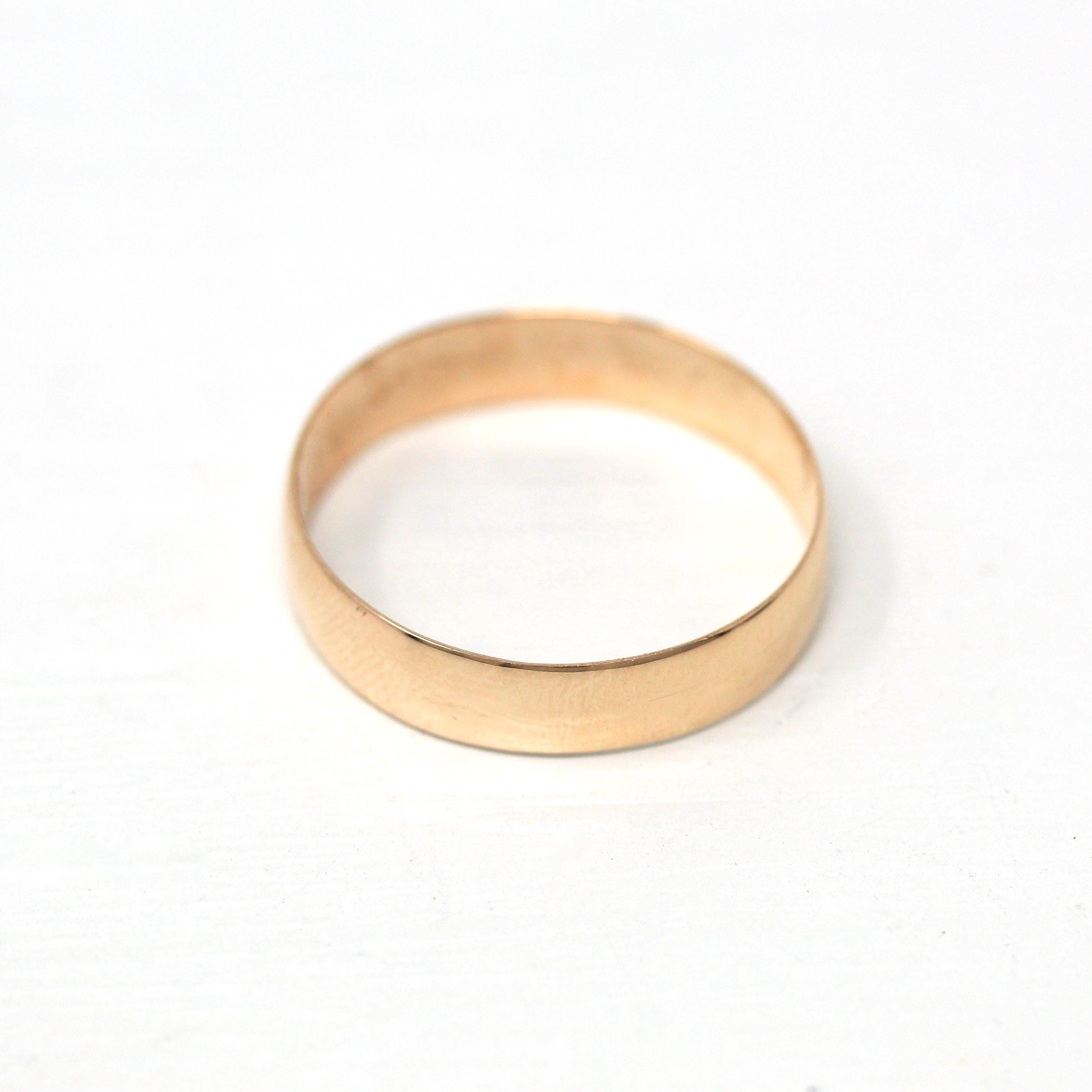 Dated 1891 Band - Victorian 18k Rose Gold Engraved Initials Letters Date Ring - Antique Size 8 1/2 Wedding Statement Unisex Fine Jewelry