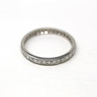 Diamond Eternity Band - Art Deco Platinum .36 CTW Genuine Gems Ring - Antique Circa 1920s Era Size 6 3/4 Fine Wedding Channel Set Jewelry